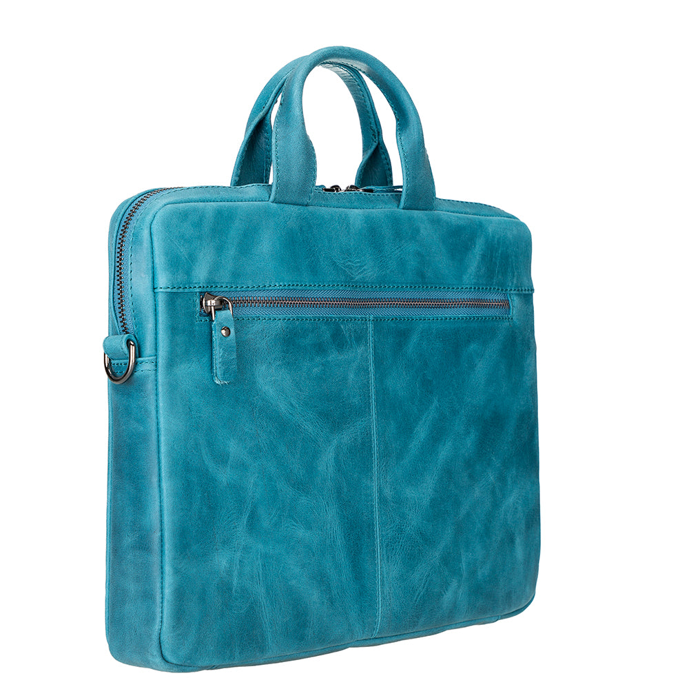 Apollo Leather Laptop Bag 13 Inch - BLUE - saracleather