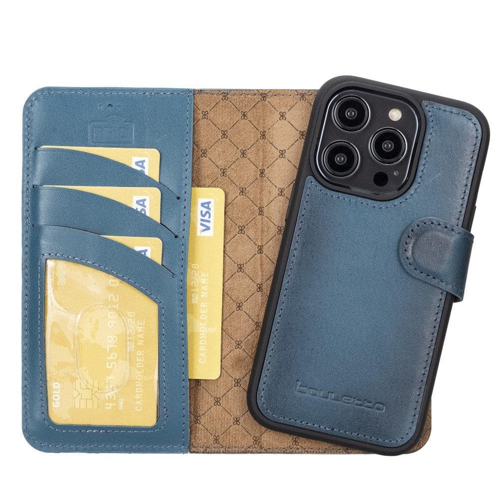 Magic iPhone 14 Series Detachable Colorful Genuine Leather Wallet Case