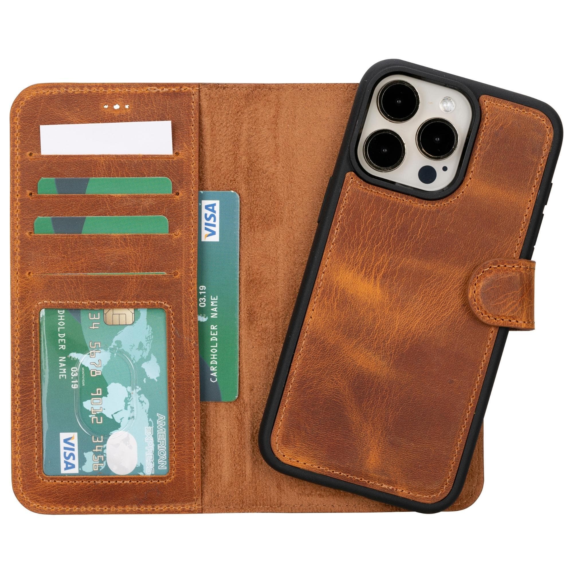 Magic iPhone 15 Series Detachable Genuine Leather Case
