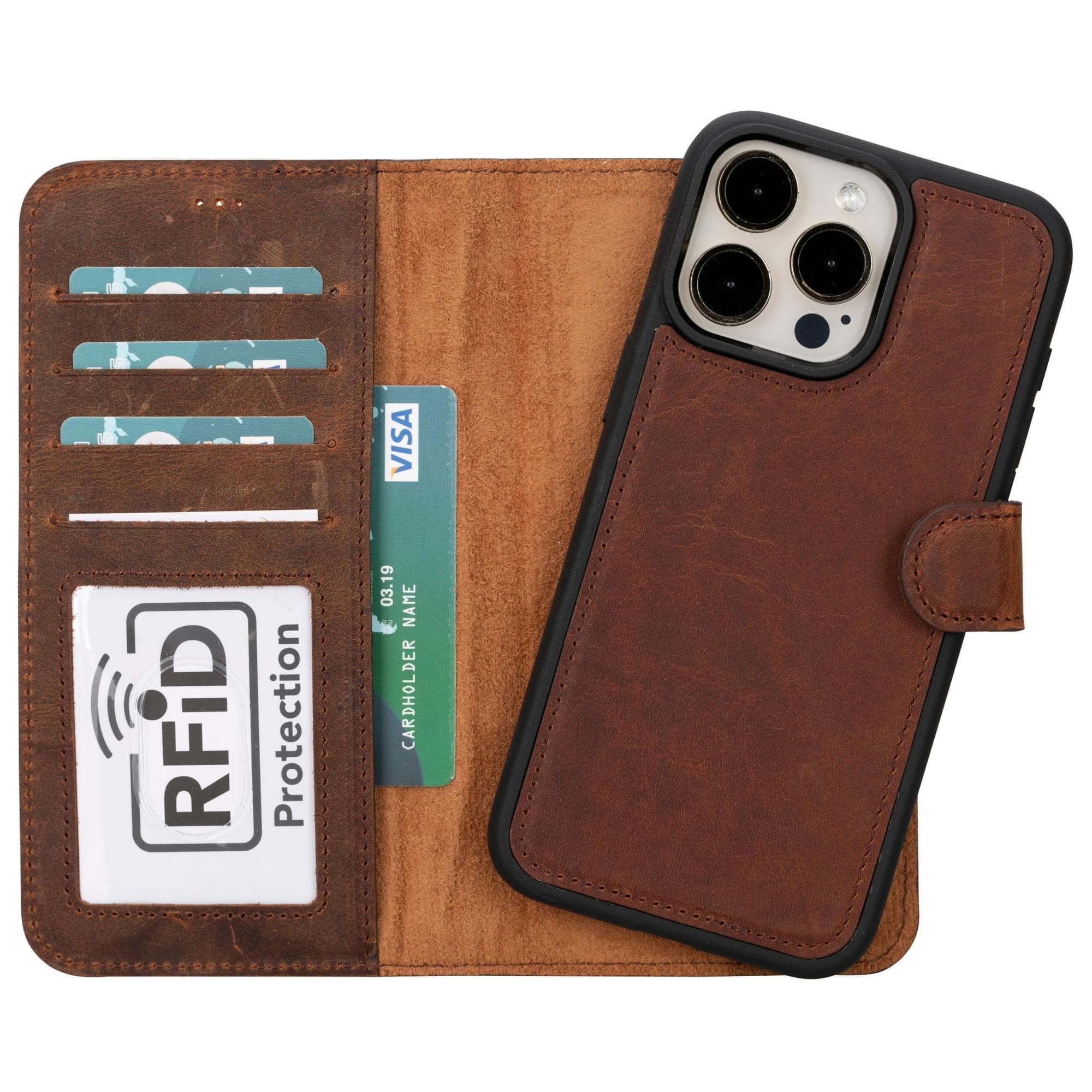 Magic iPhone 15 Series Detachable Genuine Leather Case