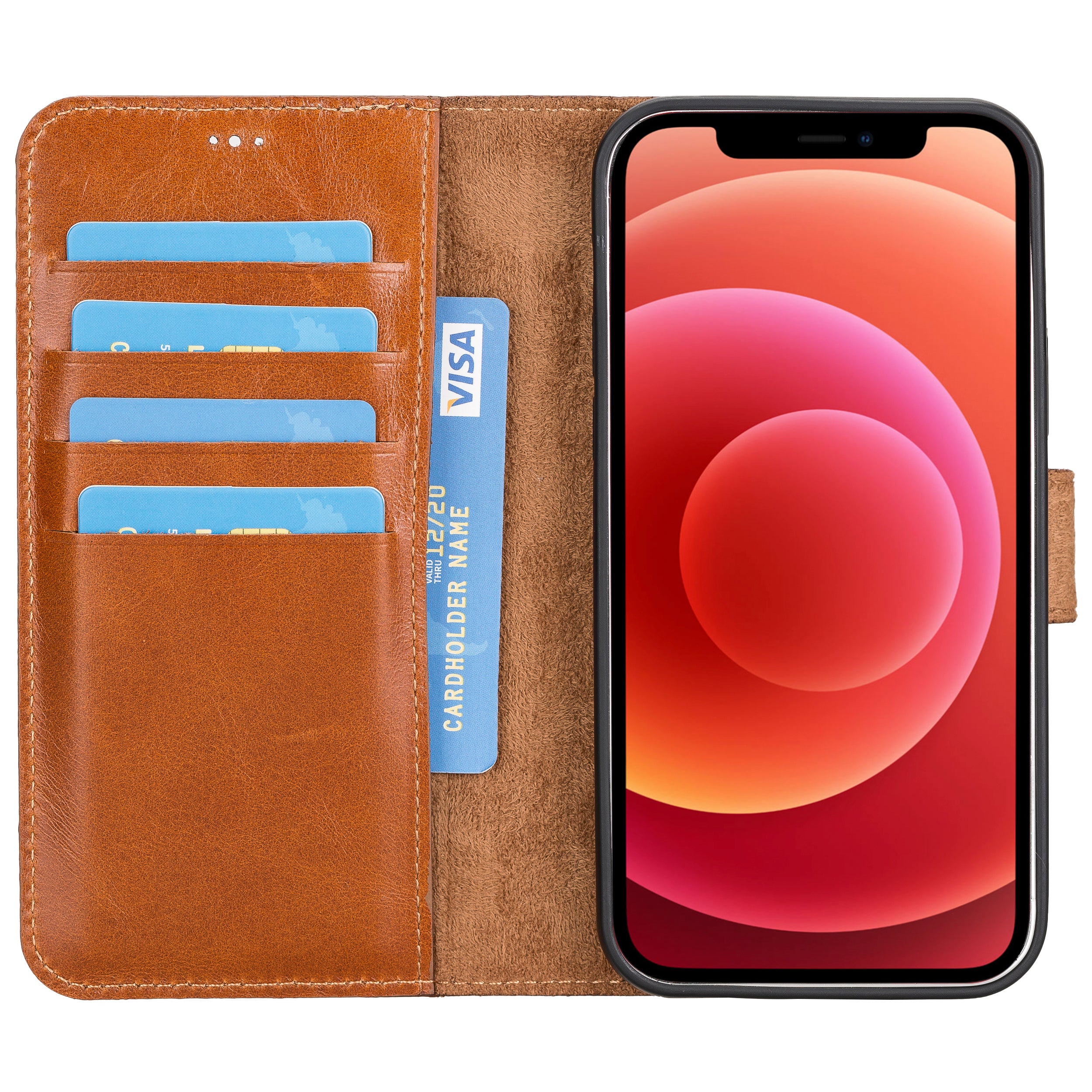 Magic Magnetic Detachable Leather Wallet Case for iPhone 12 (6.1") - EFFECT BROWN - saracleather